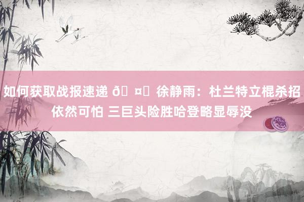 如何获取战报速递 🤔徐静雨：杜兰特立棍杀招依然可怕 三巨头险胜哈登略显辱没