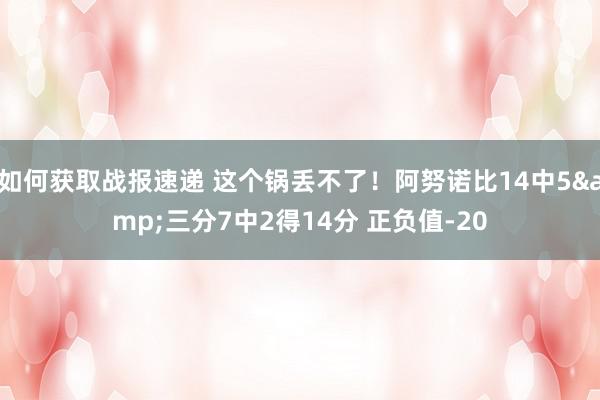 如何获取战报速递 这个锅丢不了！阿努诺比14中5&三分7中2得14分 正负值-20