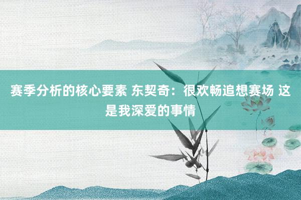 赛季分析的核心要素 东契奇：很欢畅追想赛场 这是我深爱的事情