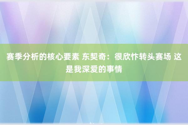 赛季分析的核心要素 东契奇：很欣忭转头赛场 这是我深爱的事情