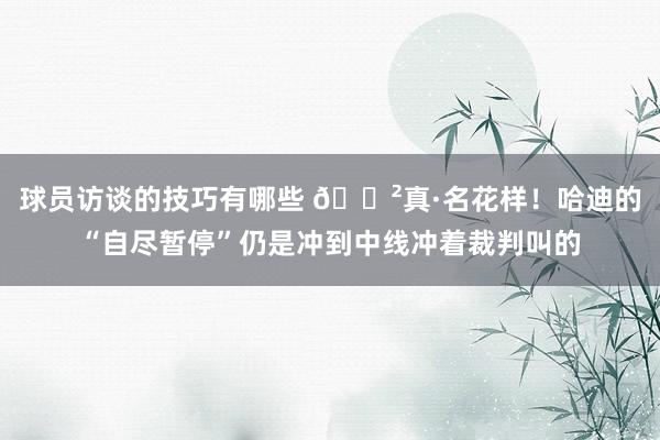 球员访谈的技巧有哪些 😲真·名花样！哈迪的“自尽暂停”仍是冲到中线冲着裁判叫的