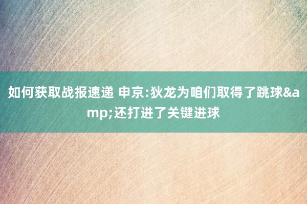 如何获取战报速递 申京:狄龙为咱们取得了跳球&还打进了关键进球