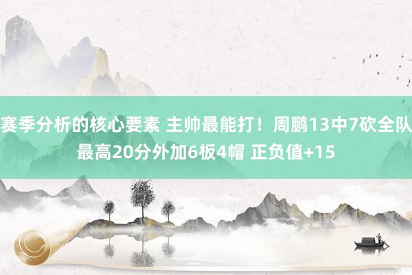 赛季分析的核心要素 主帅最能打！周鹏13中7砍全队最高20分外加6板4帽 正负值+15