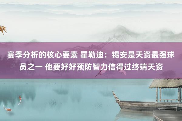 赛季分析的核心要素 霍勒迪：锡安是天资最强球员之一 他要好好预防智力信得过终端天资