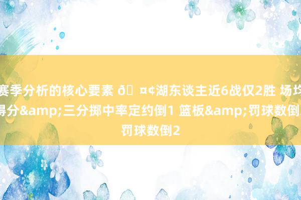 赛季分析的核心要素 🤢湖东谈主近6战仅2胜 场均得分&三分掷中率定约倒1 篮板&罚球数倒2