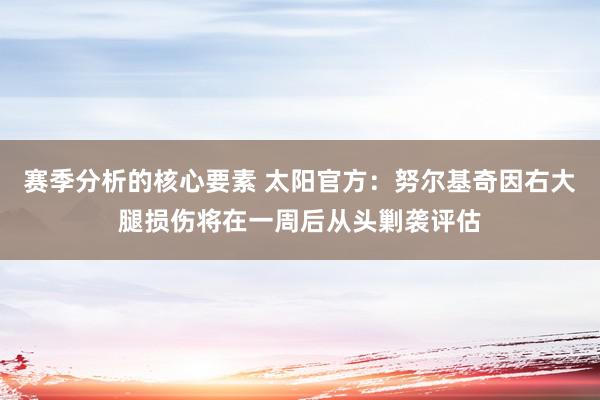 赛季分析的核心要素 太阳官方：努尔基奇因右大腿损伤将在一周后从头剿袭评估