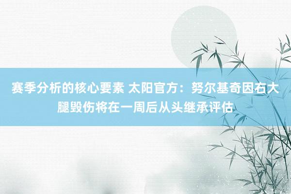 赛季分析的核心要素 太阳官方：努尔基奇因右大腿毁伤将在一周后从头继承评估